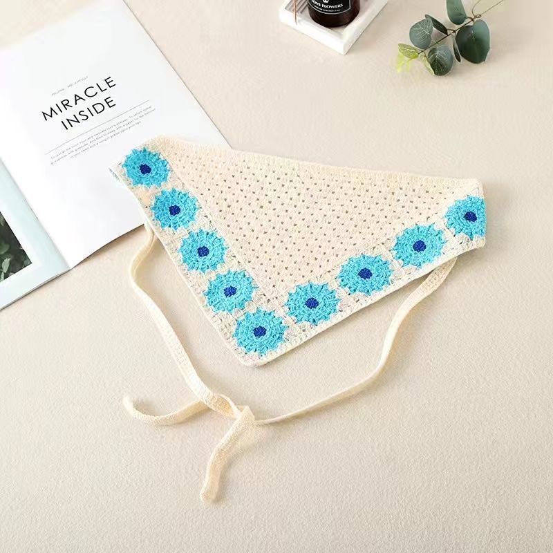 [Liquidación de precio de fábrica] Versión coreana de la bufanda triangular hueca de crochet de punto femenino dulce y lindo sombrero de pañuelo de flores de estilo femenino