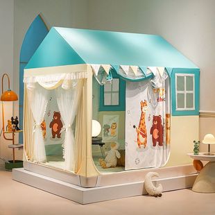 Internet Celebrity New Children's Mosquito Net Cartoon Style Full Low Blackout Castle Mosquito Net Anti-Fall Children's Bed Tent Yurt