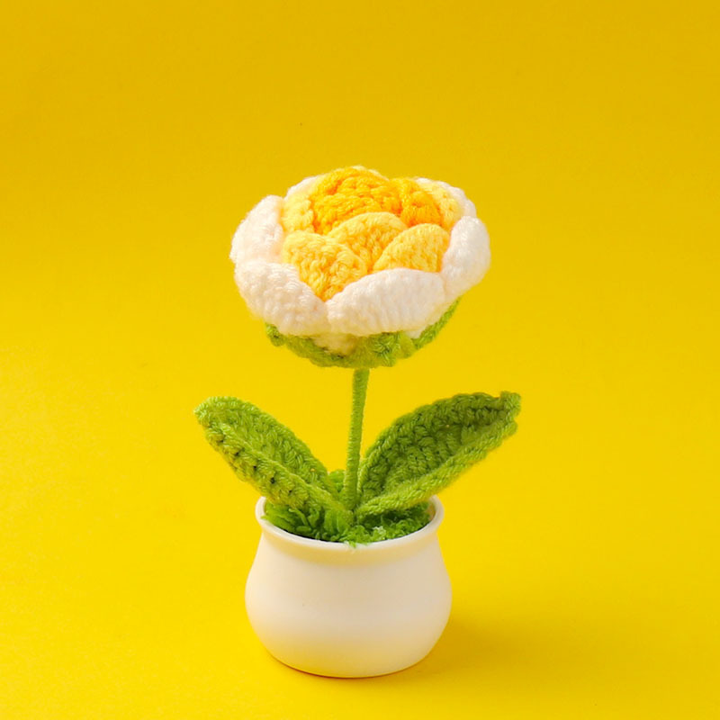 完成品クロスボーダーニットウールひまわり鉢植え造花研究デスクトップ装飾品卒業子供の日の小さなギフト|undefined