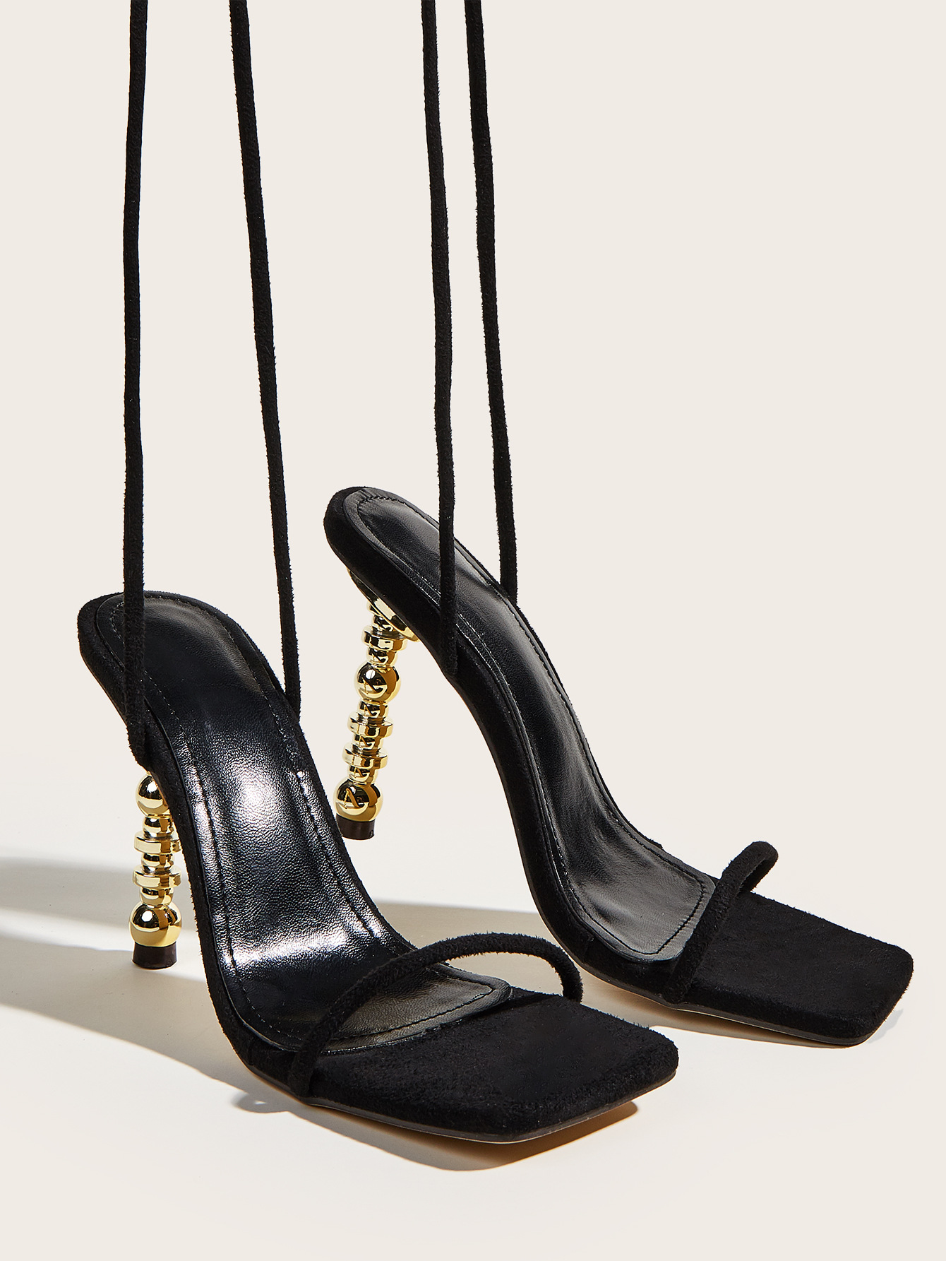 new style square toe with lace metal high heel sandals NSSO65423