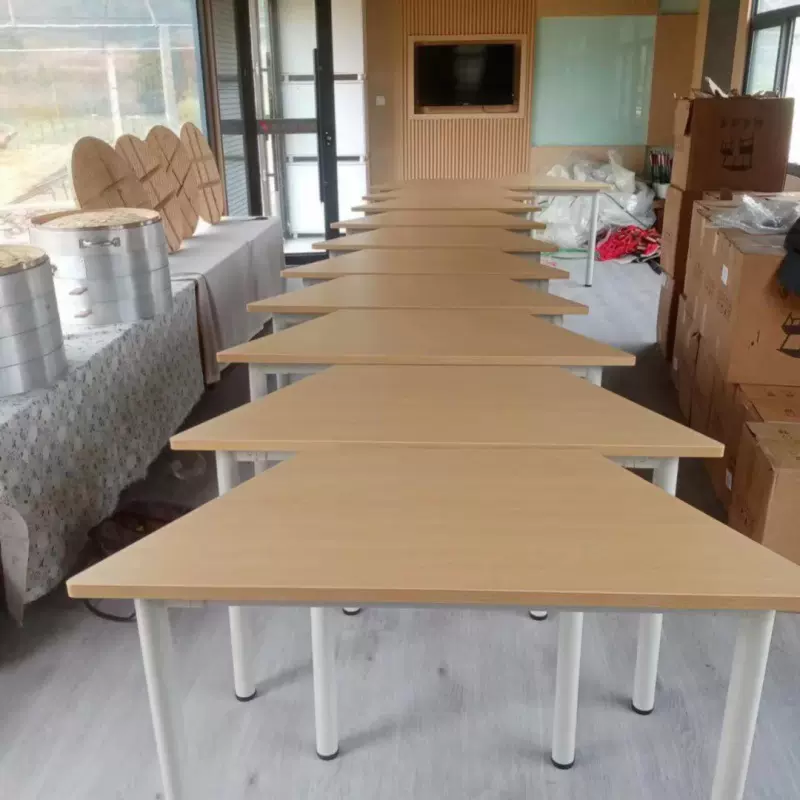 学生课桌美术阅览桌彩色拼接六边桌梯形桌扇形组合桌长条活动桌子