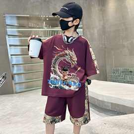 儿童夏季短袖套装2025新款男童哪吒潮流夏款中大童男孩休闲两件套