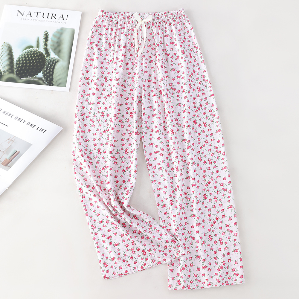 Pantalones de pijama de algodón de verano sueltos para mujeres embarazadas pantalones de piernas anchas colgantes sensación de nueve pantalones para el hogar se pueden usar fuera