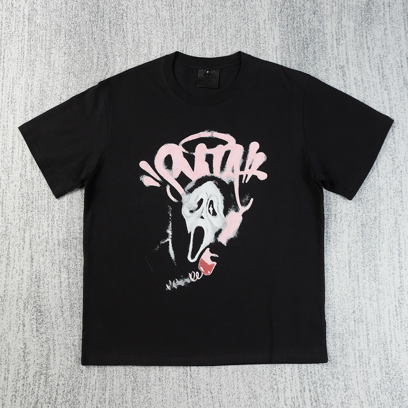 Cross-Border Export T-Shirt Syna Funny Halloween World Scream Printed Round Neck Short-Sleeved T-Shirt for Men and Women