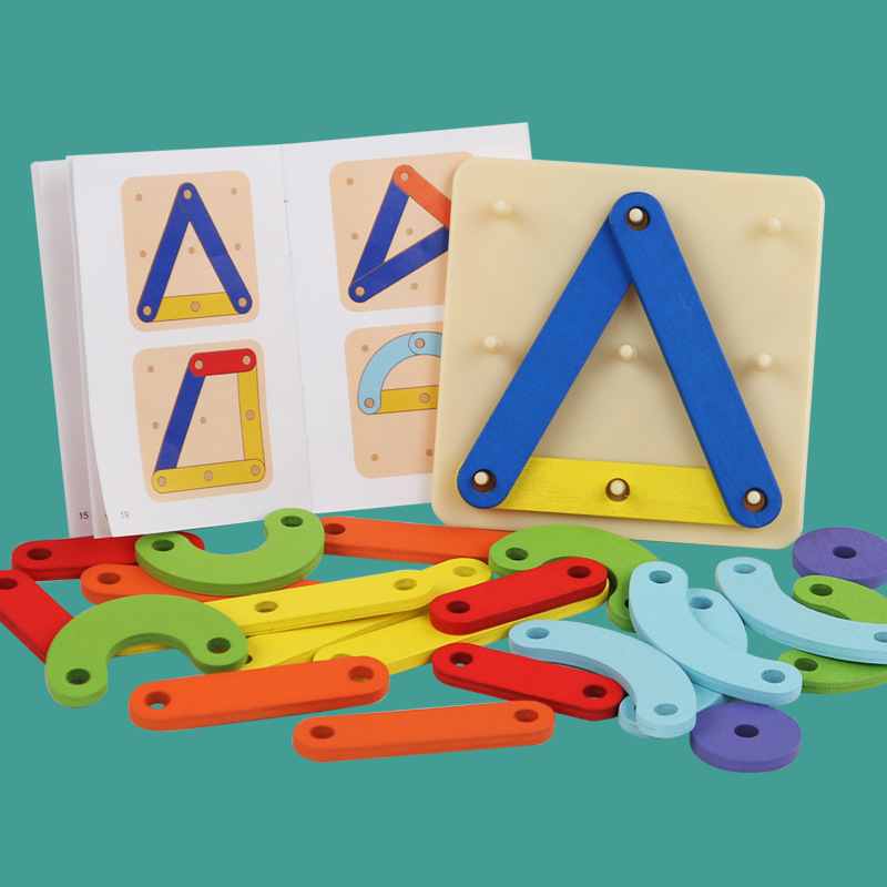 Puzzle gráfico geométrico de Monty para niños creativo de tablero de clavos cambiante educación temprana juguetes de madera image 5