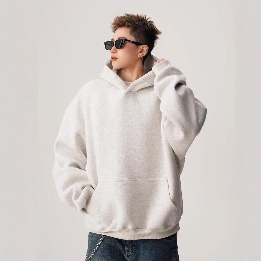 Sweat à capuche, marque tendance automne-hiver, couleur unie, coupe ample, veste résistante et polyvalente_voghion.com