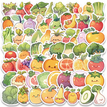 60张卡通可爱蔬菜水果涂鸦贴纸行李箱笔记本水杯DIY防水贴画