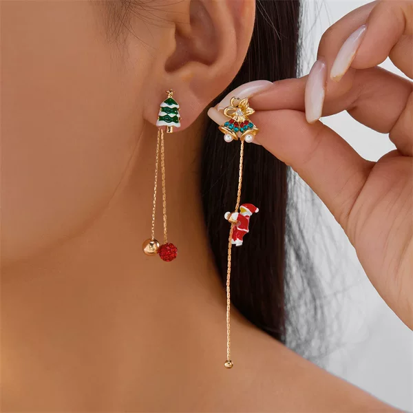Cross-Border New Christmas Long Tassel Earrings Niche Design High-End Unique Holiday Earrings Manufacturer Wholesale