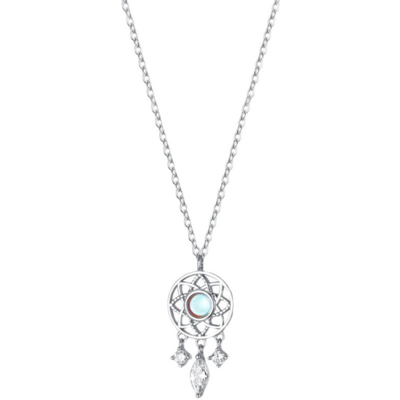 Elegant Moonlight Dreamcatcher Necklace With Sparkly Diamonds_voghion.com