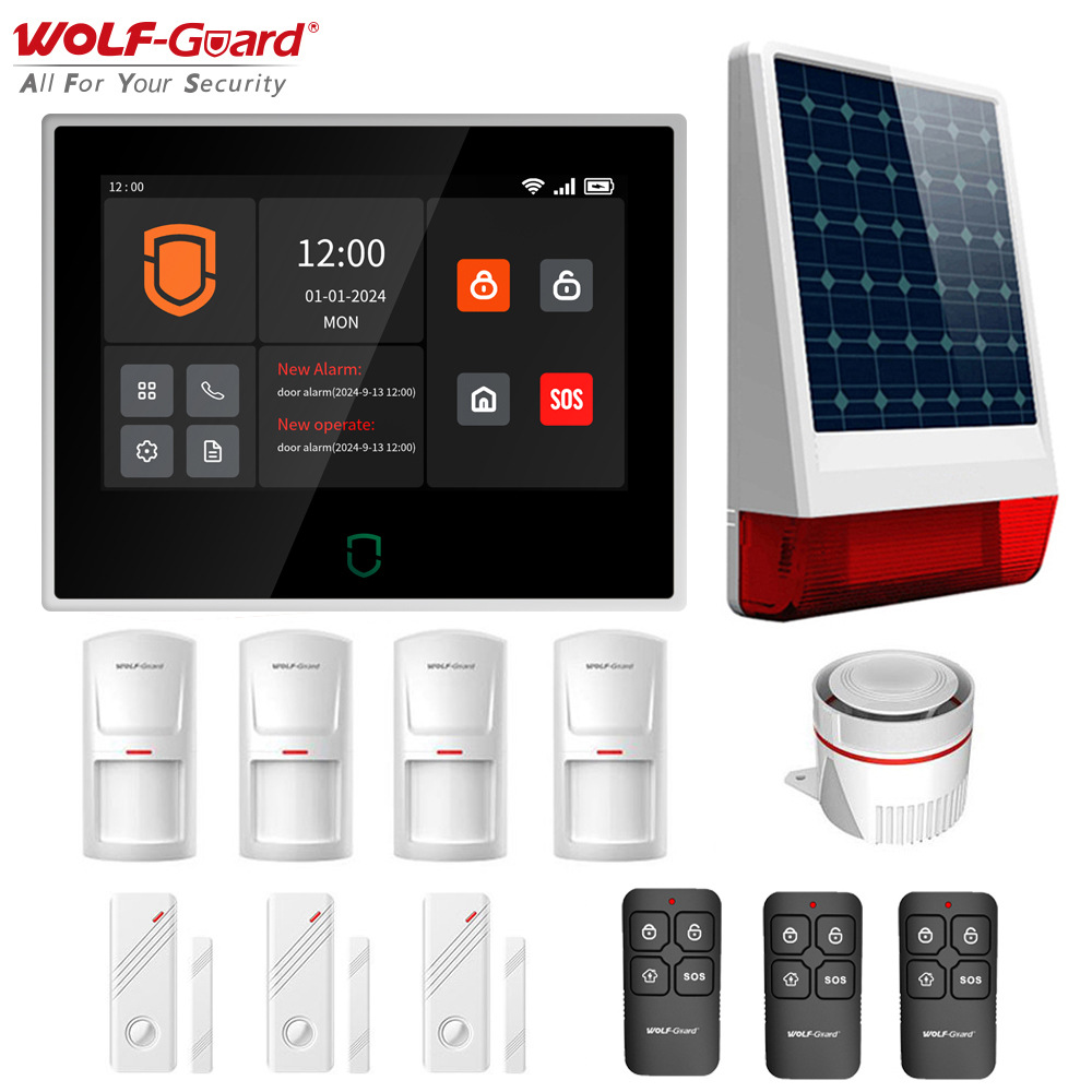 Graffiti transfronterizo de 7 pulgadas pantalla táctil completa alarma host adaptado al envejecimiento doméstico inteligente wifi + sistema de alarma de seguridad 4g