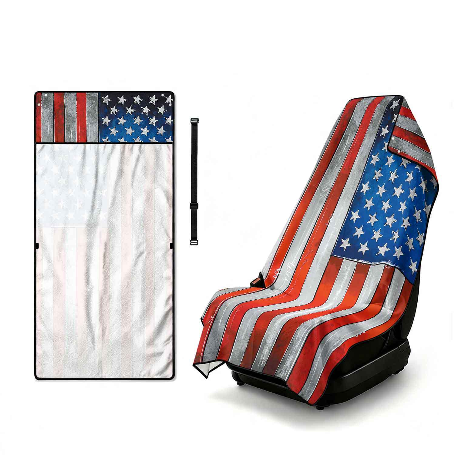 Printed bath towel and car seat cover 2-in-1, ultra-fine fiber outdoor beach and car dual-use universal seat cushion