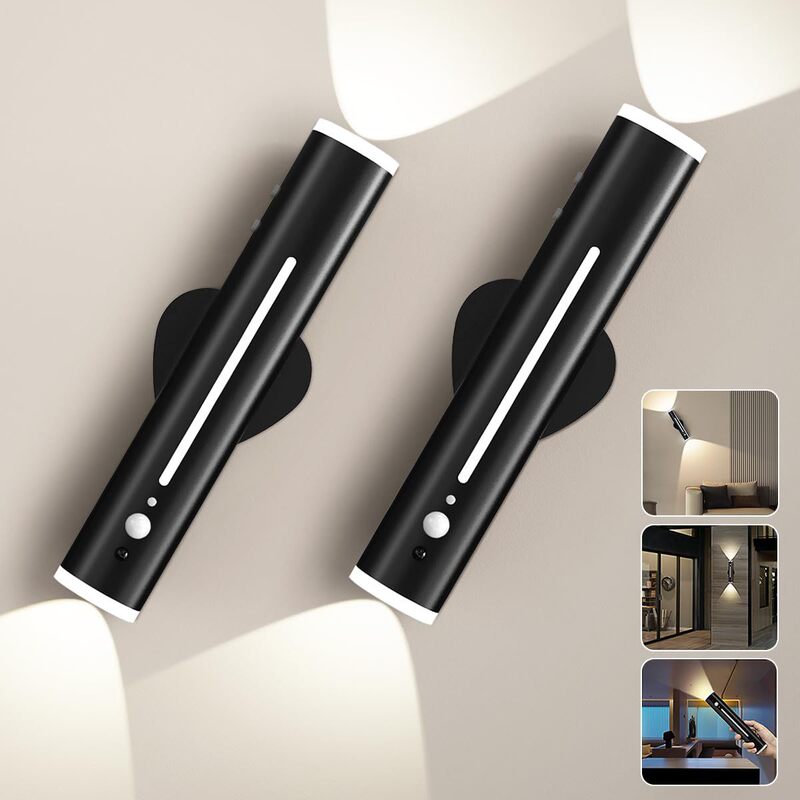 Amazon Cylindrical Wireless Charging Led Night Light Indoor Motion Sensor Double-Ended Lighting Wall Lamp Rotatable