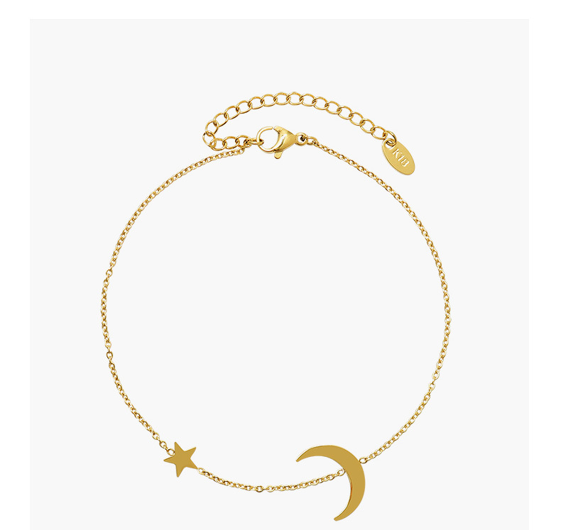 Star Pattern Fashion Star 304 Stainless Steel Waterproof Non Tarnish No Inlaid PVD Coated Real Gold Plated 18K Gold Women'S Anklet