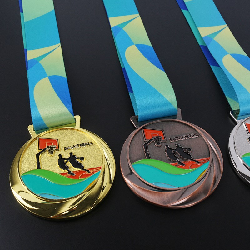 Medalla de metal listado producción baloncesto oro y plata cobre juegos competencia Medalla de Honor Premio Conmemorativo producción