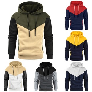 2025 cross-border Amazon new European and American men's color matching color stitching fashion sweater men's casual sportswear