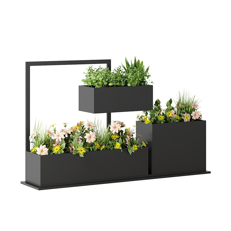Caja de plantas verdes de hierro forjado al aire libre combinación de bonsai rack rack de flores idílico ranura de flores suelo valla de carretera municipal rack de flores image 6