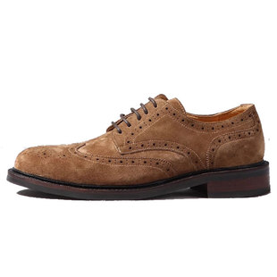 Anti-Velvet Leather Dress Shoes Men's Leather Derby Carved Brock Shoes Frosted Leather British Vintage Gentleman Shoes Breathable