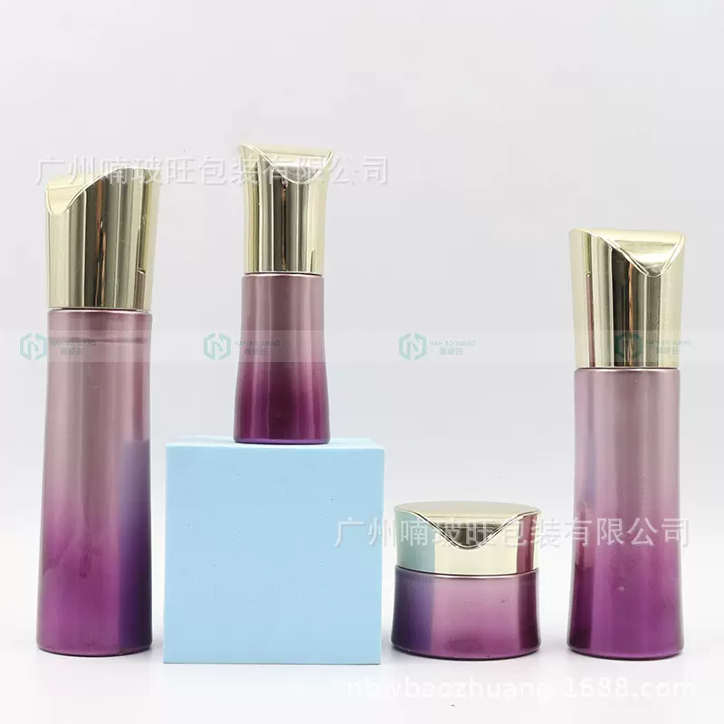 亚马跨境厂家化妆品玻璃瓶套装乳液瓶爽肤水面霜瓶精华粉底液空瓶