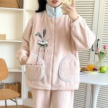 孕妇睡衣女冬季加绒加厚珊瑚绒月子服冬款怀孕期产后哺乳11月份12