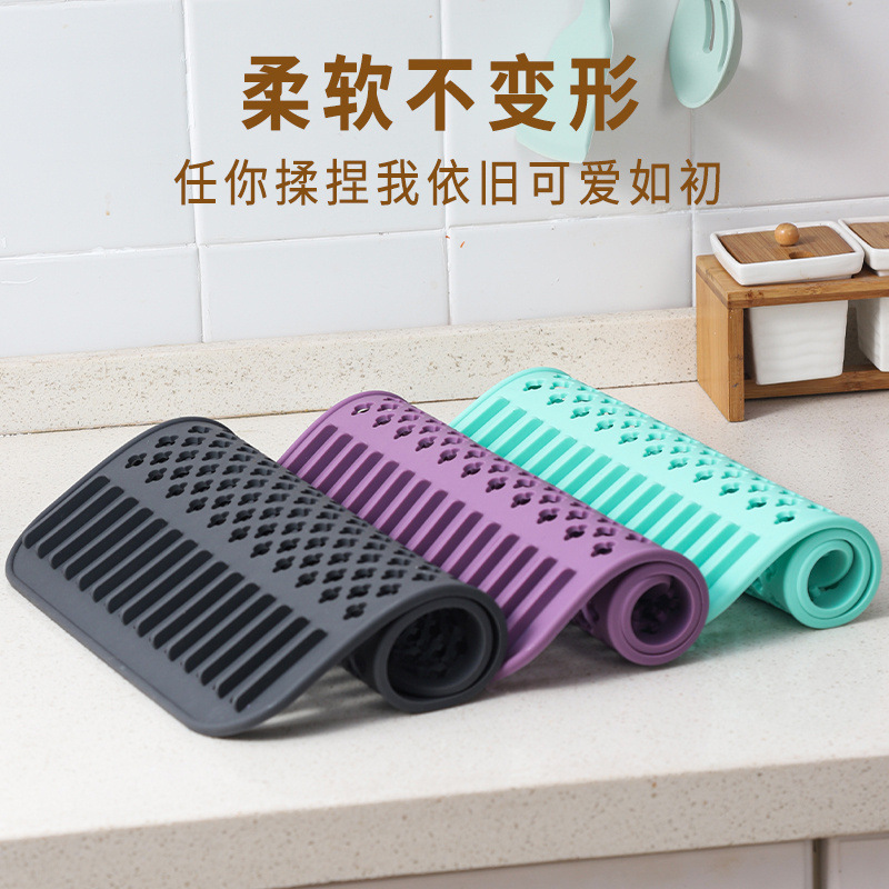 Amazon Venta caliente estera de drenaje de silicona cocina vajilla estera de filtro de agua taza de agua estera de control de agua estera de aislamiento multifuncional