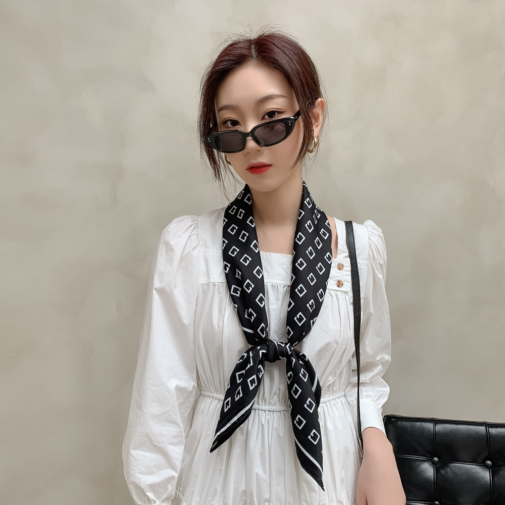 90 Cm Large Square Scarf European American Style Patterned Shawl Neck Warmer Silk Material Breathable Sweat Absorbent Sun Protective_voghion.com