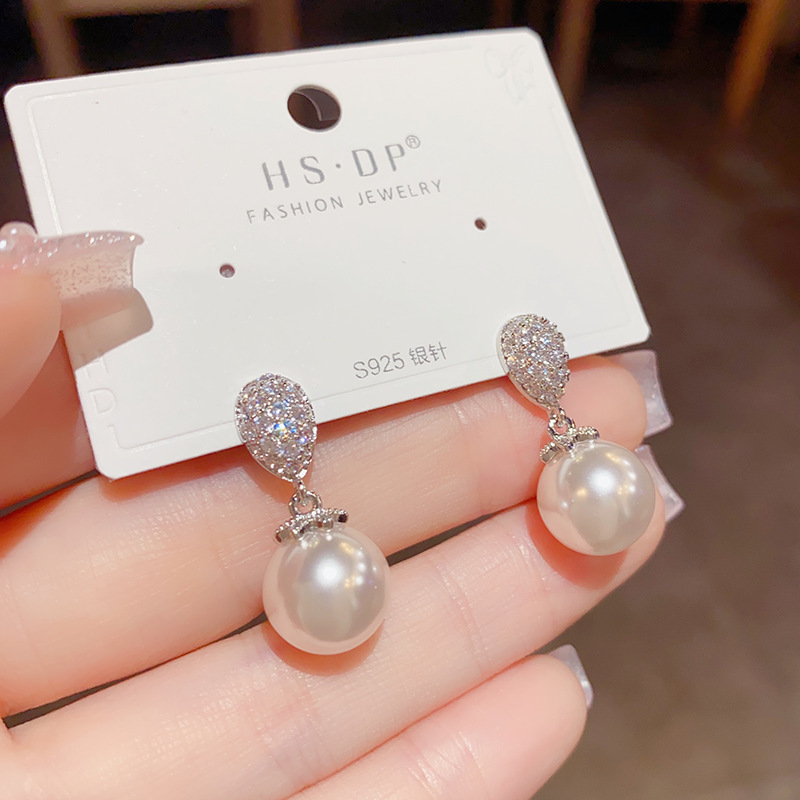 fashionable elegant universal small earrings with zircon drop-shaped…