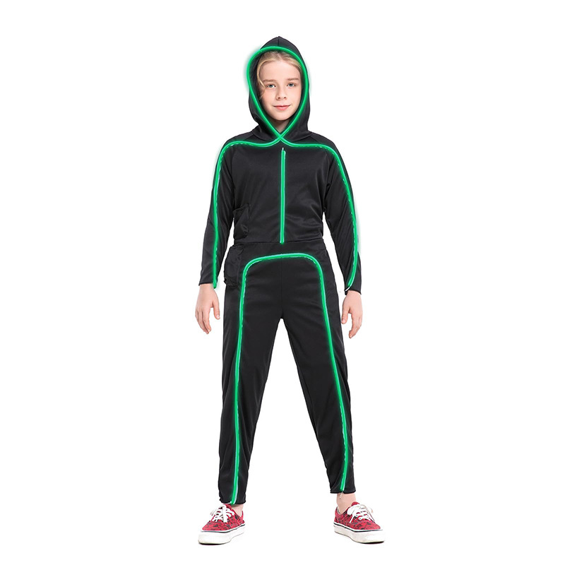 亚马逊搞笑搞怪灯光线荧光线绿色红色多色闪光儿童万圣节服装发光