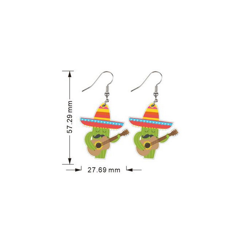 Wholesale Jewelry 1 Pair Novelty Cactus Star Skull Arylic Drop Earrings display picture 2