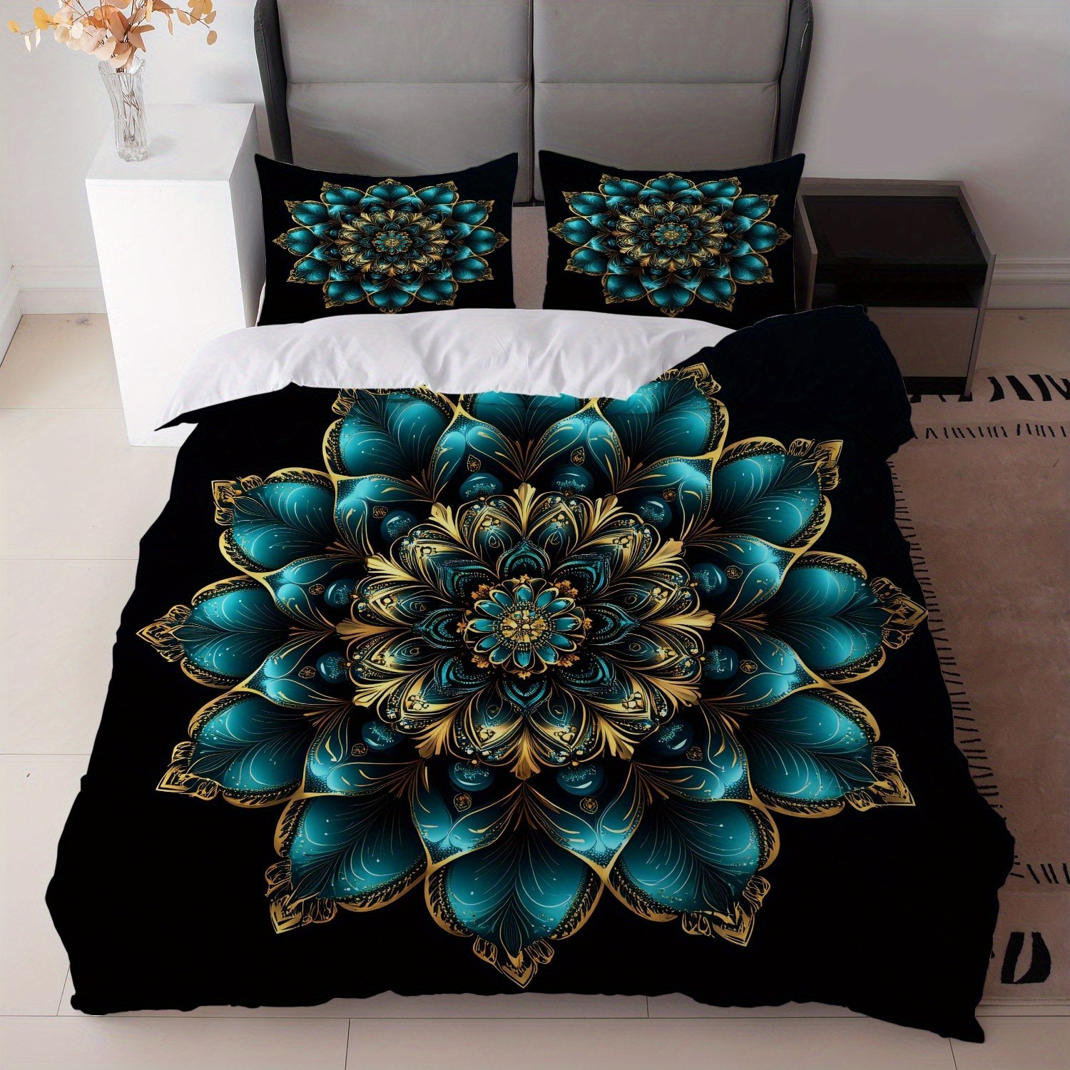 Fábrica de origen textil doméstico Mandala kit de edredón de impresión digital suave soporte transpirable TEMU / JIT