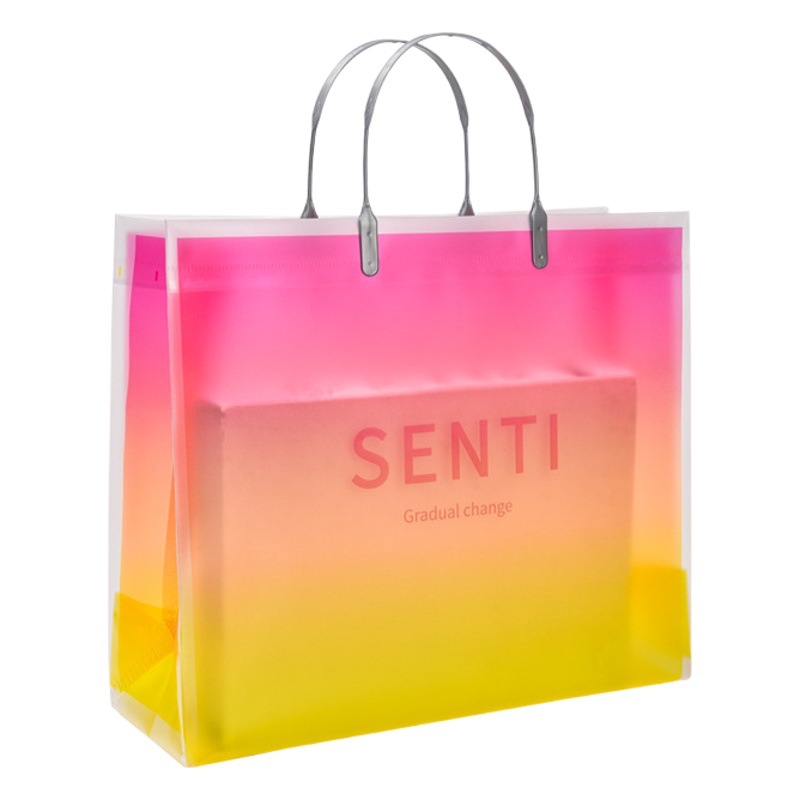 PVC gradiente Bolso de Plástico bolsa de regalo tienda de ropa bolsa de compras transparente caja de regalo bolsa de embalaje