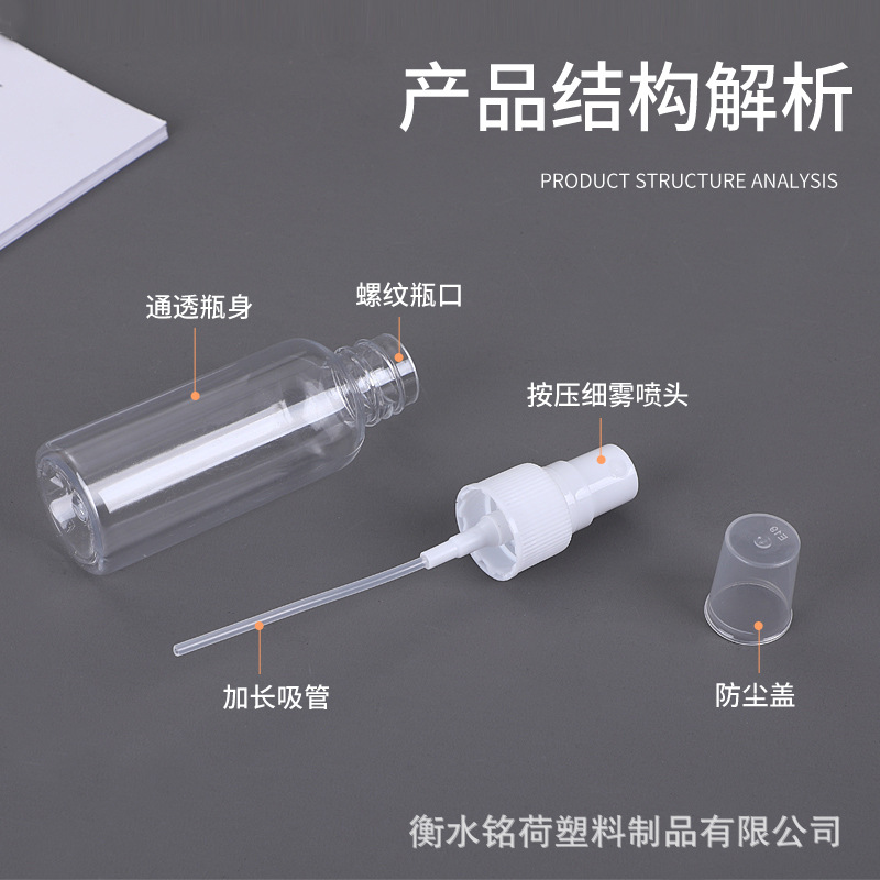 Botella de spray al por mayor 100 ml botella de spray pequeña pet botella de niebla fina regadera de alcohol maquillaje botella de spray hidratante