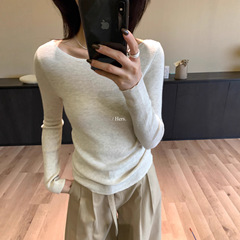 Hers一勺甜秋季极简风基础款多色百搭打底内搭长袖针织衫女92369