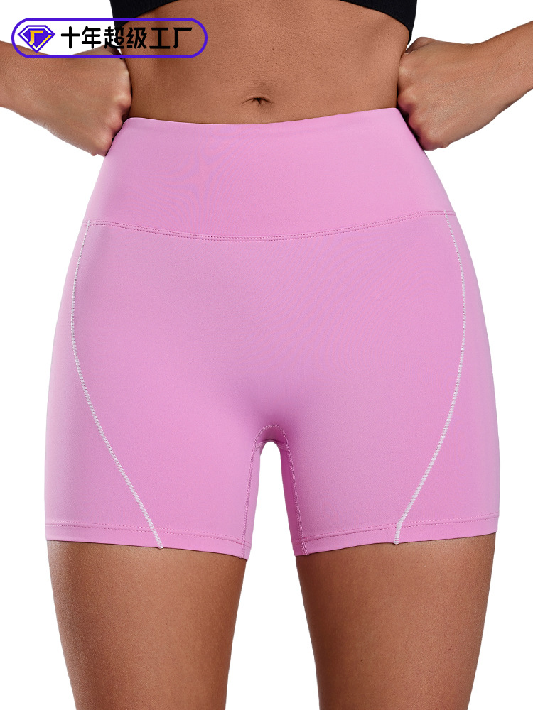 Nuevos pantalones cortos de yoga desnudos transfronterizos de primavera y verano para mujeres correr y acondicionarse ajustados de cintura alta y caderas deportivas bottom pants