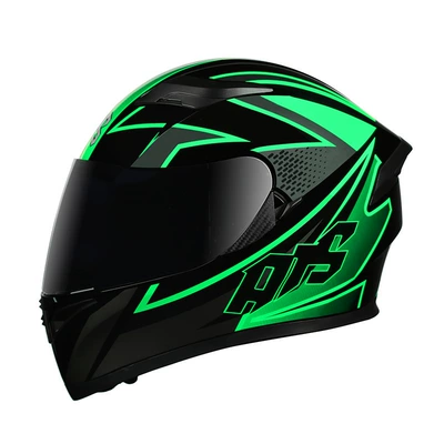 Safety Helmet — Motosiklet kaskı (dəbilqə) - black-and-green-impermanence-with-black-mirror-m