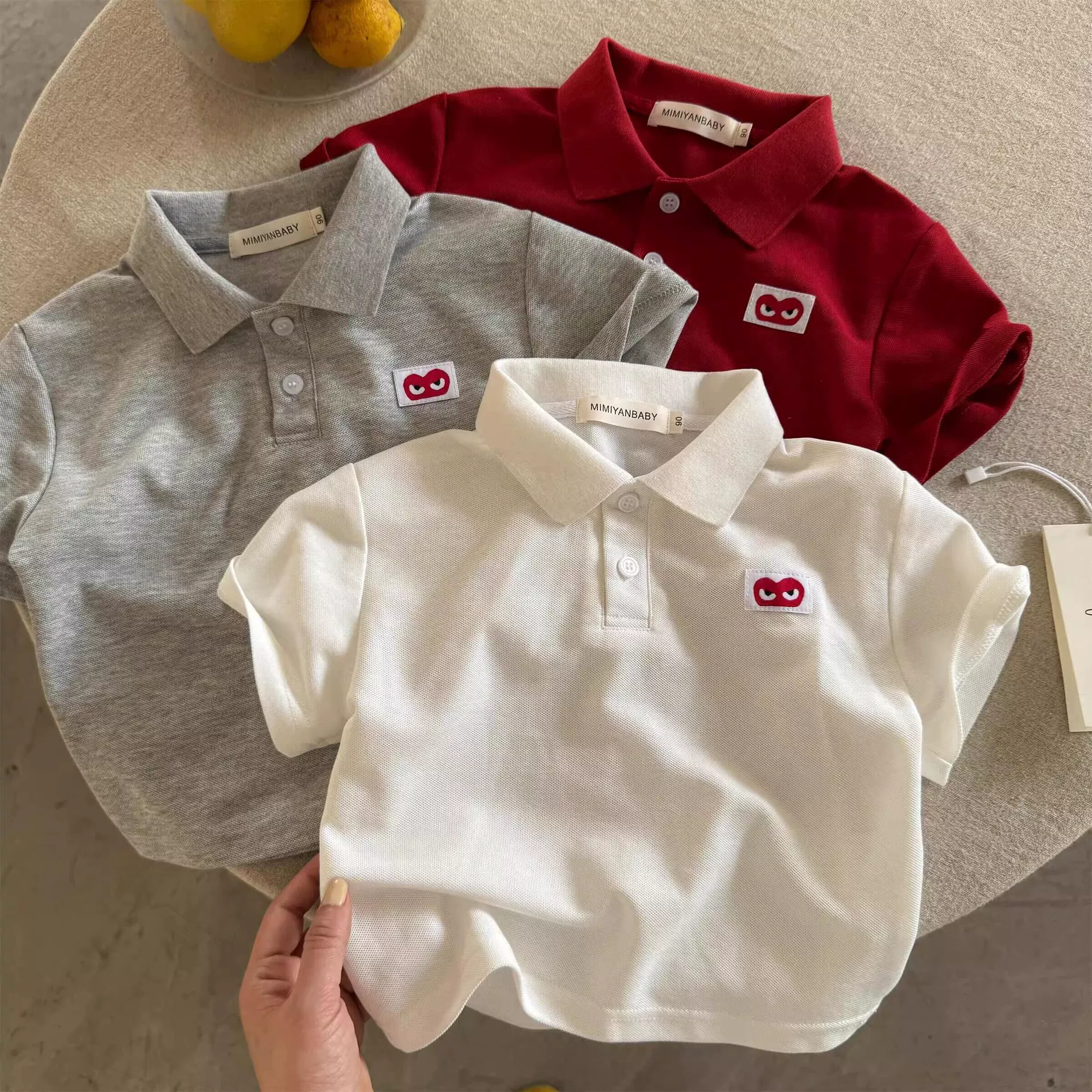 Детская polo футболка японского стиля, короткий рукав, унисекс, размеры 90–140 см