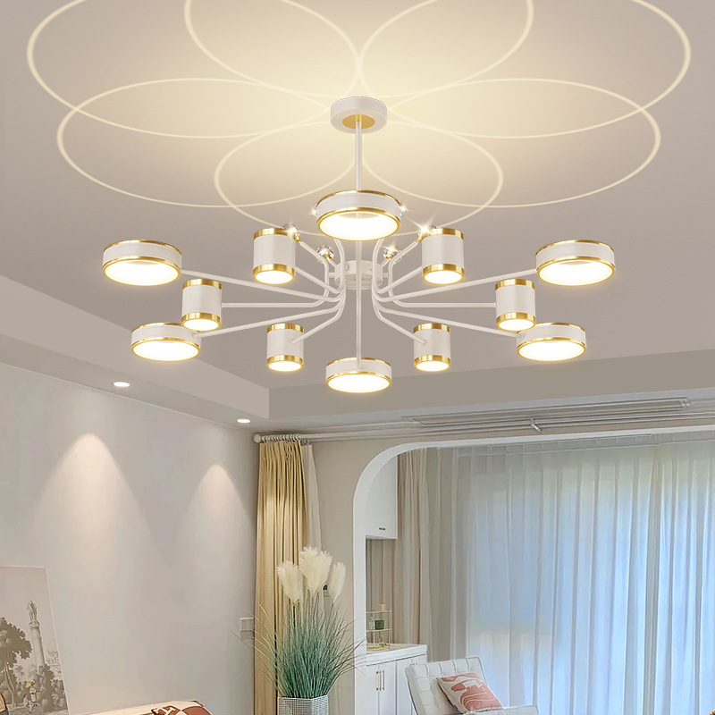 Luz de techo de la sala de estar atmósfera moderna y simple lujoso nórdico luz de proyección de estrellas lámpara de dormitorio Zhongshan lámparas paquete de toda la casa