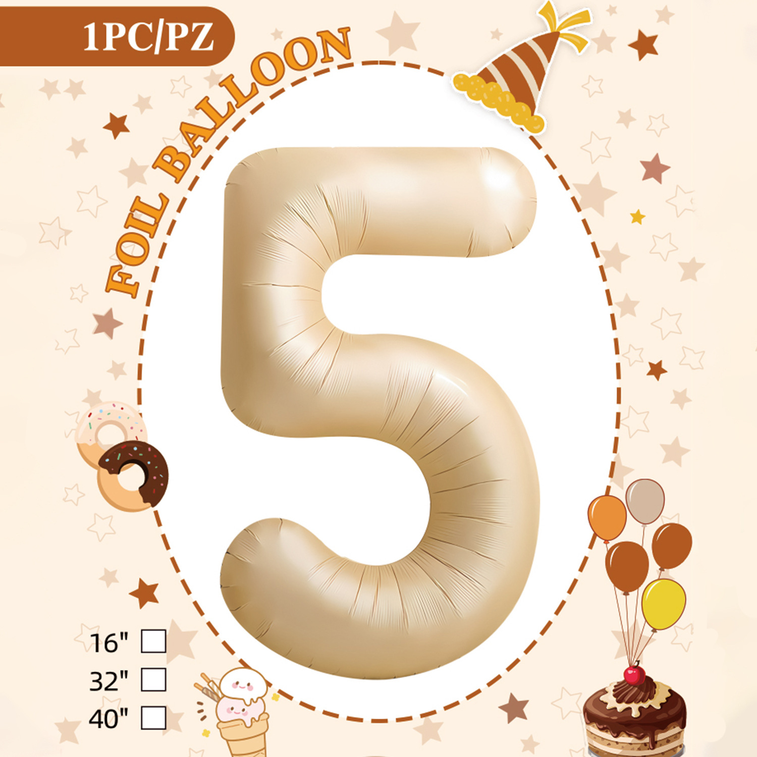 Embalaje de tarjeta de papel independiente digital de cumpleaños impreso en blanco de 32 pulgadas, decoración de fiesta de la versión estadounidense, película de aluminio, decoración de globos de papel de aluminio