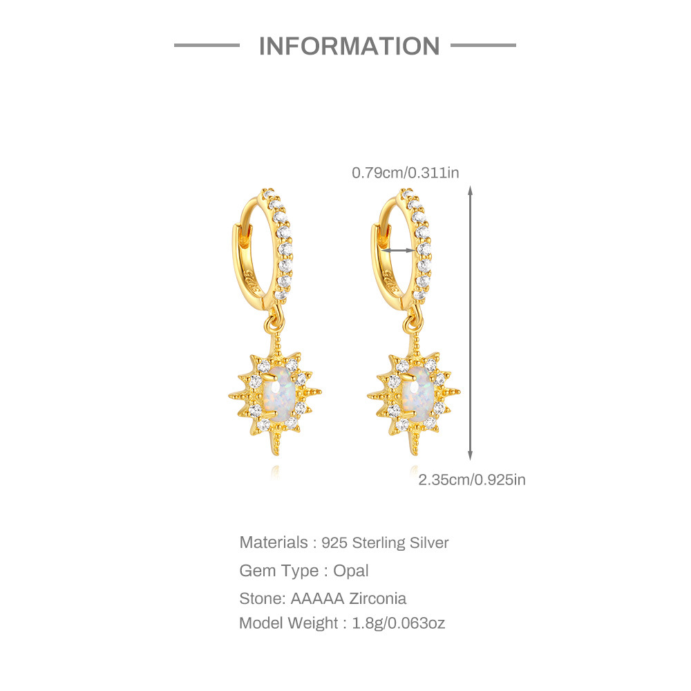 Zircon Inlay Material 1 Pair 925 Sterling Silver Zircon 925 Sterling Silver Earrings Geometric Drop Earrings