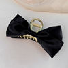 Black hairgrip with bow, elegant crab pin, elite hair accessory, bright catchy style