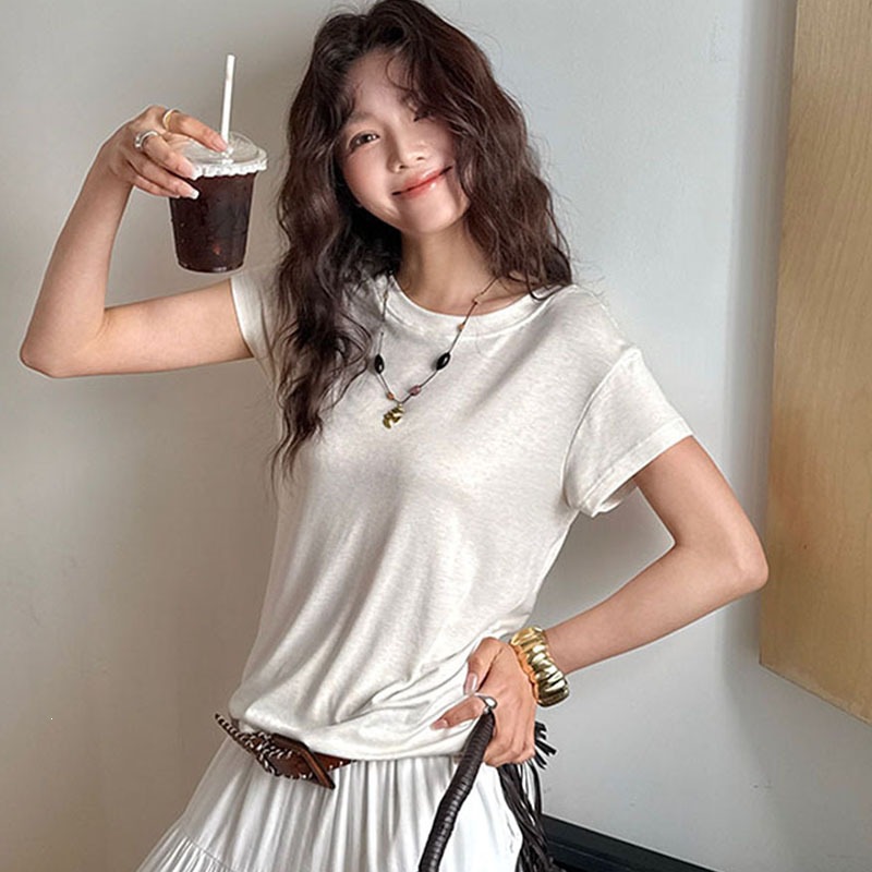 High quality summer woolen fitted solid color design short sleeve…