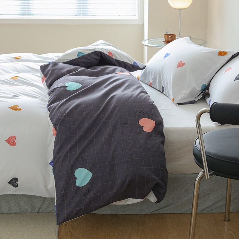 跨境家纺亚马逊速卖通ebay爱心印花被套枕套三件套一件代发