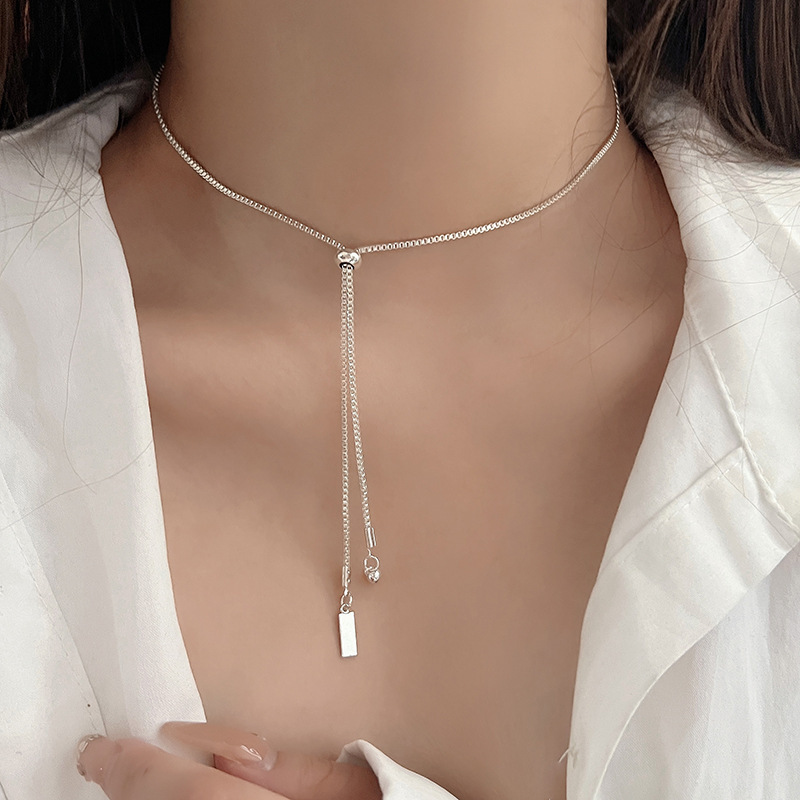 S925纯银水晶项链女锁骨链微镶锆石短款颈链轻奢高级感保色项饰|undefined