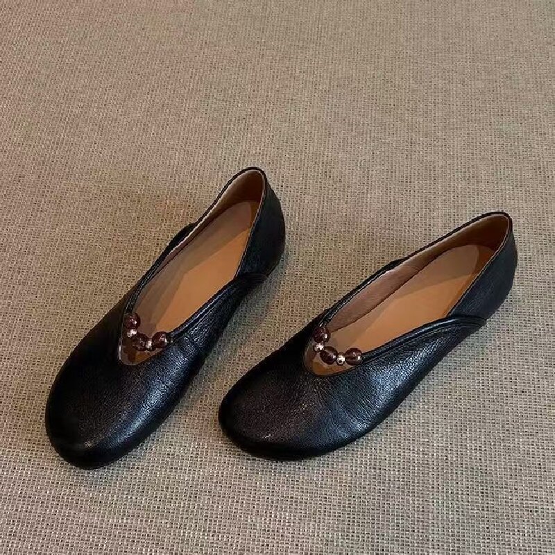 2026 dos zapatos de una sola mujer primavera y verano nuevos zapatos Mary Jane con suela plana de moda universal zapatos de beans con cuentas planas