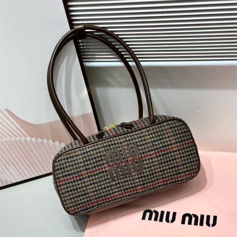 miu家新款同款托特包爆款保龄球手拎公文包大容量简约单肩腋下包|undefined