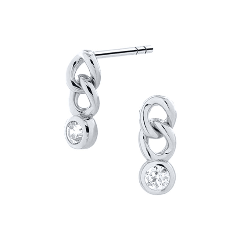 Mode Simple Chaîne Pendentif Cuivre Incrusté Zircon Boucles D'oreilles display picture 5