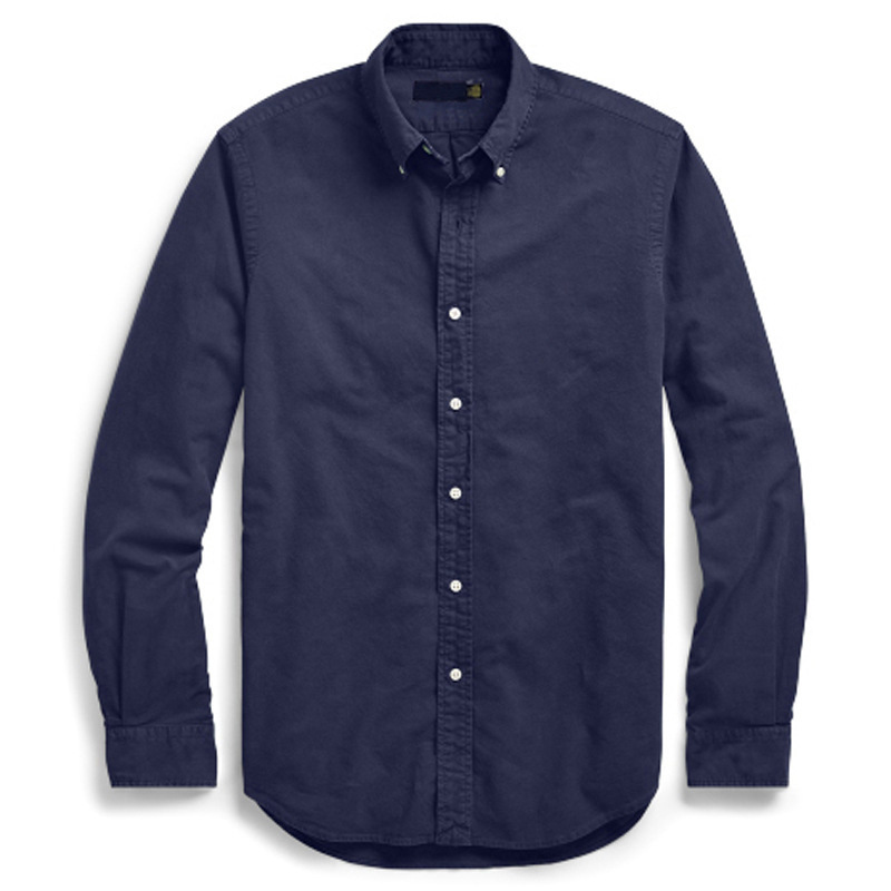 Spring and Autumn New Style Men's Business Casual Oxford Cotton Long-Sleeved Shirt with Small Embroidered Logo Men's Long-Sleeved Shirt