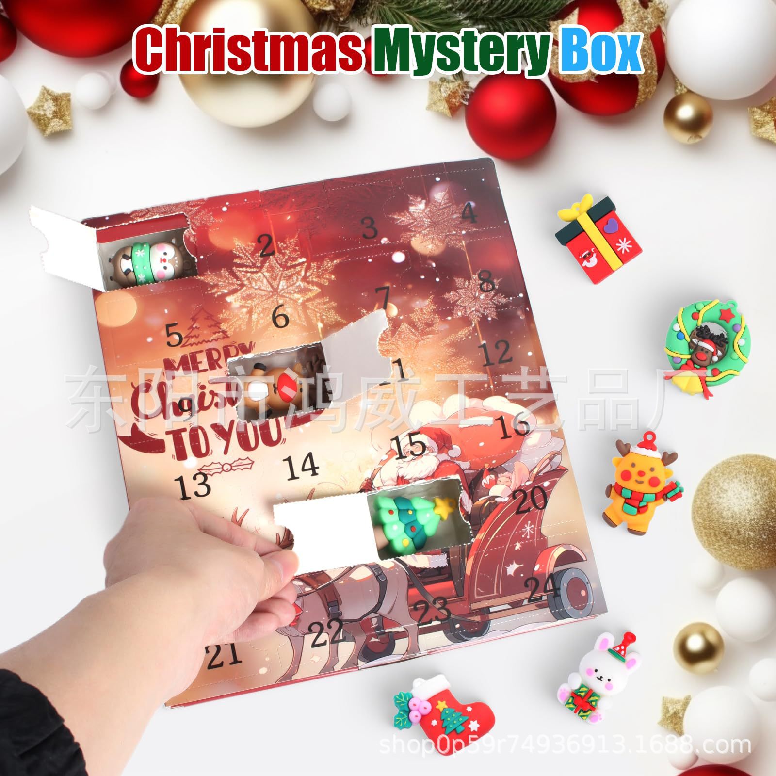 Caja Ciega de Calendario de Adviento de Navidad de Resina, Decorativo, Cuenta Regresiva