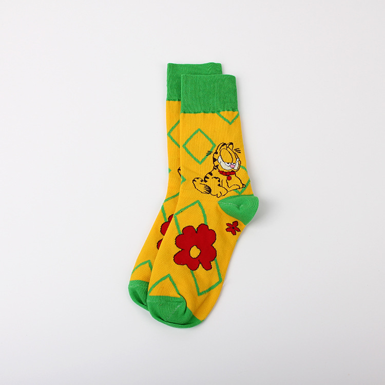 Dibujos animados de dibujos animados garffy casual deportes jacquard Four Seasons Youth pareja de algodón de las mujeres calcetines de media pantorrilla calcetines de moda de los hombres medias