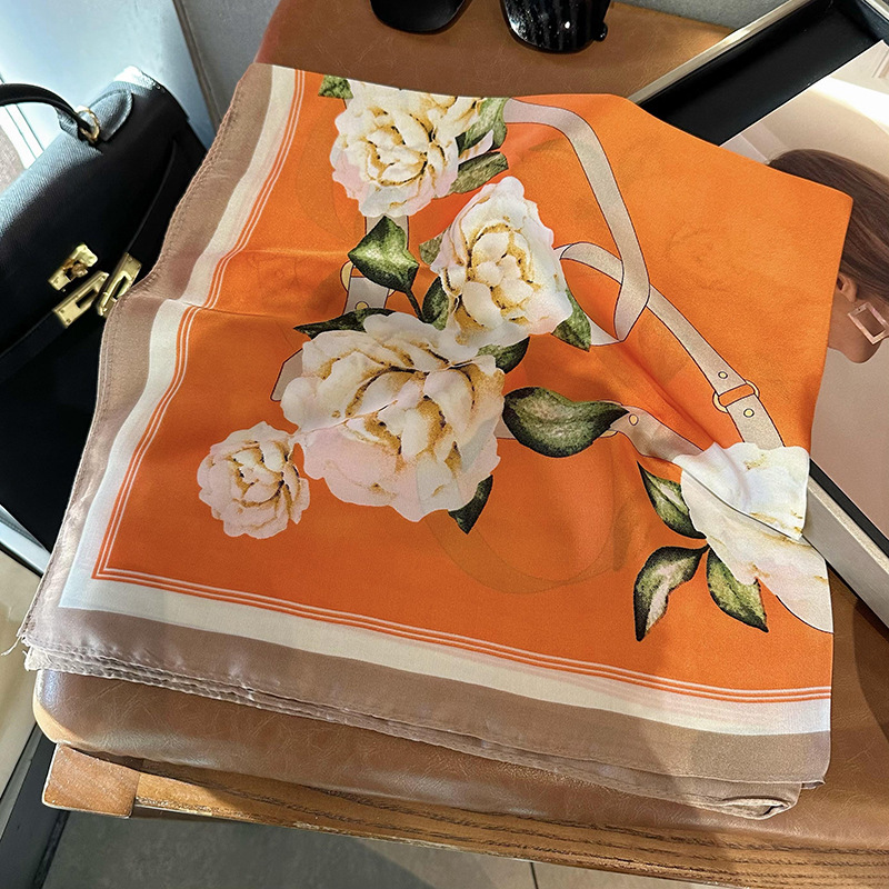 Bufandas de seda para mujeres 2025 primavera y otoño moda versátil temperamento minimalista 65cm bufandas de seda simuladas bufandas delgadas bufandas