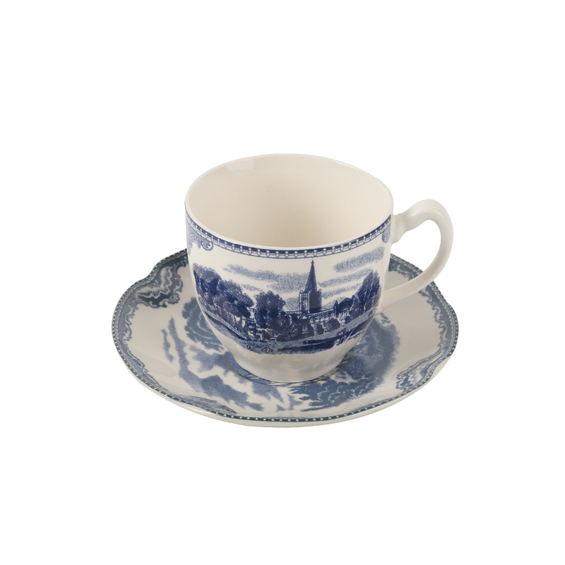 蓝色城堡欧式复古宫廷风陶瓷咖啡杯碟 下午茶茶具套装|undefined